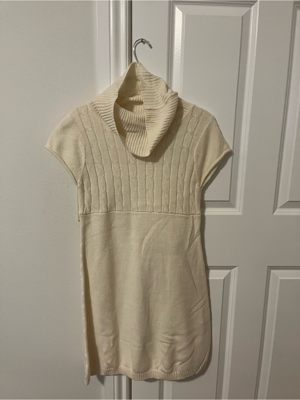 So Wear It Declare It Cream Cable-Knit Turtleneck Mini Dress
